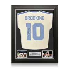 Trevor Brooking Back Signed 1980 West Ham FA Cup Football Jersey. Standard Frame