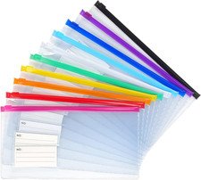 10 Pack Zipper Plastic Envelopes, Small Pencil Pounch, 9 X 4.7 Inch | Plastic En
