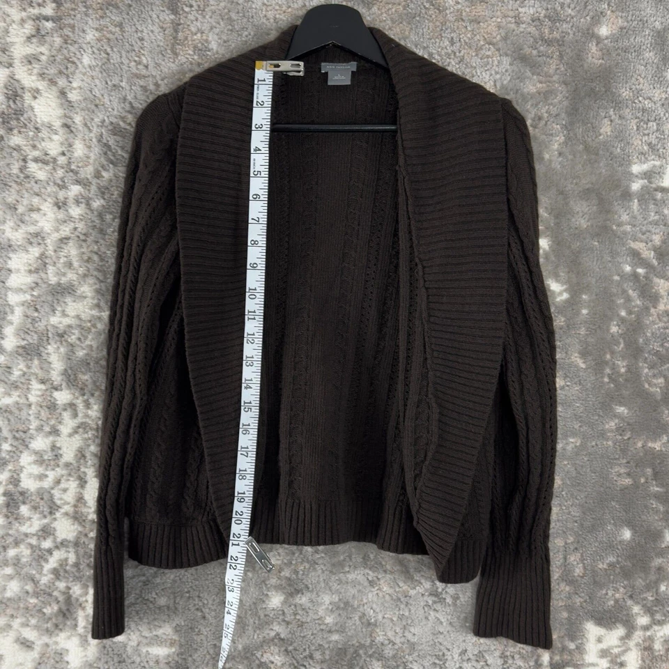 Cardigã Ann Taylor Feminino Tamanho L Cashmere Mescla de Lã Frente Aberta Suéter Marrom - Imagem 2 de 4