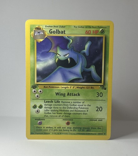 First Edition Golbat Fossil 34/62 Uncommon Non Holo 1999 Pokemon TCG Card NM