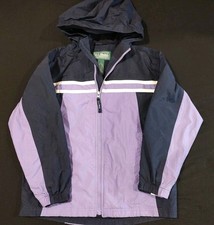 LL Bean Jacket Kid's Medium 10/12 Purple Full Zip Windbreaker Zip Pockets Hooded