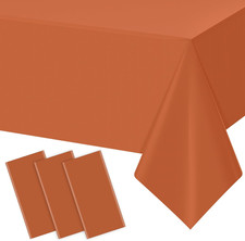 3Pcs Orange Tablecloths for Rectangle Tables,Disposable Plastic Table Cloth,Wate