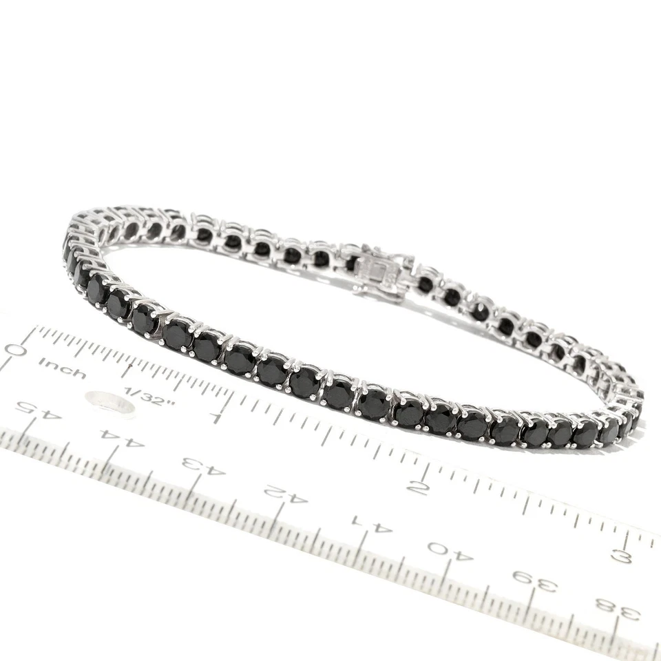 Sterling Silver Black Spinel Gemstone Tennis Bracelets Foto 4 de 4