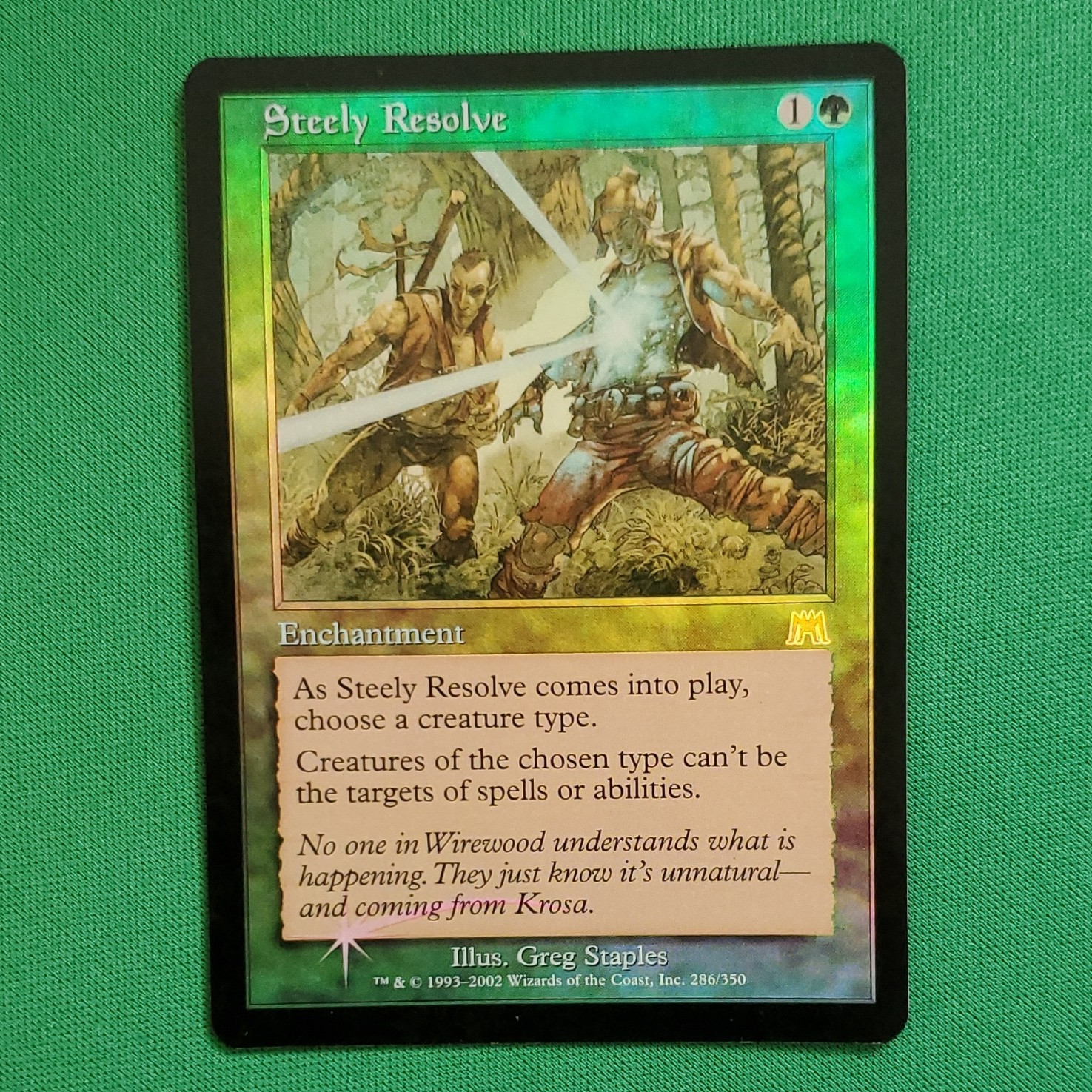 Wizards of the Coast MTG Steely Resolve Onslaught Rare Eng FOIL Green 286/350