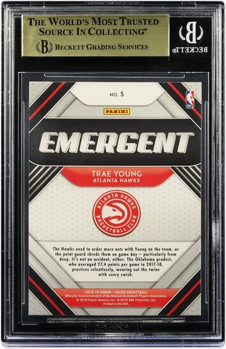 2018 Trae Young Panini Prizm Emergent Base RC Rookie # 5 BGS 9.5 - Picture 3 of 4