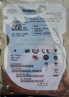 5-Pack Seagate ST9160412ASG 160GB Sata Hard Drive. New In Sealed ESD Bag