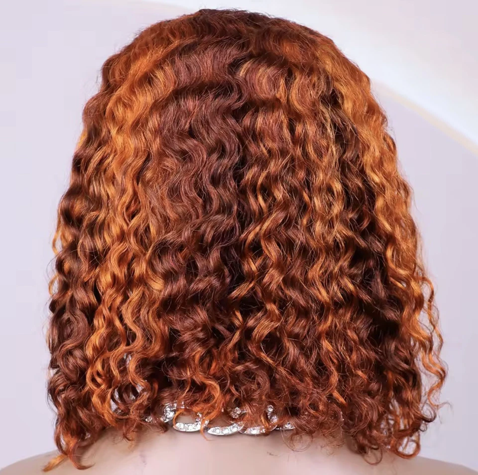 14 inch 4/350 Highlight Color Short Bob Wig Water Wave 13x4 Front Lace - Image 3 of 4