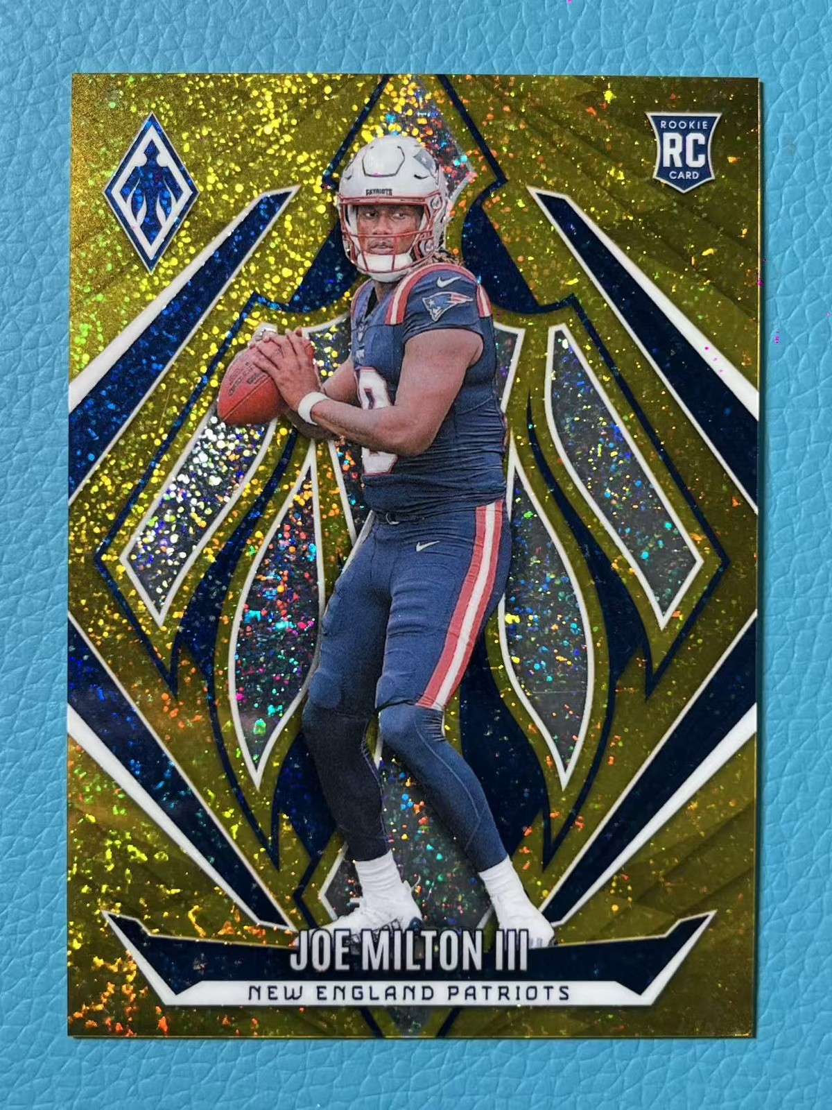 Joe Milton III 2024 Panini Phoenix 01/10 Gold Sparkle NFLPA RC Patriots #205