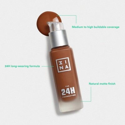 3INA The 24H Matte Foundation-Long-Wear/Buildable/Waterproof-Choice of Shade
