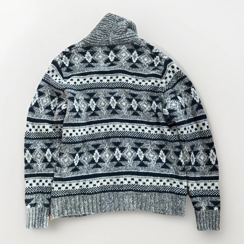 Cardigã masculino gola xale American Eagle XL cinza nórdico ilha clara mistura de lã - Imagem 3 de 4