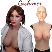 Realistic Silicone Breast Female Head Mask Face Mask Cosplay Crossdresser