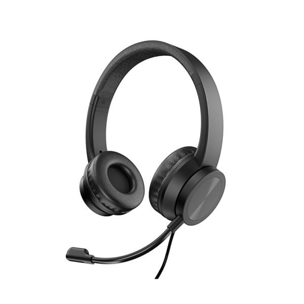 Vultech Neri Auricolari Hs-03 Con Cavo Usb-A Per Ufficio E Chiamate, - Immagine 2
