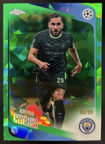 Rayan Cherki 2025-26 Topps Chrome UEFA Club Competitions Sapphire /99