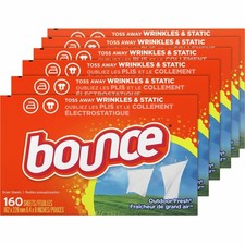 Bounce Dryer Sheets, Outdoor Fresh Scent, 160 Sheets Per Box, Carton Of 6 Boxes