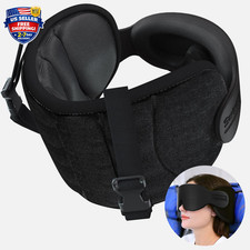 Travel Pillow for Airplanes, Head Strap with Eye Mask, 360 Support Neck Pillow,