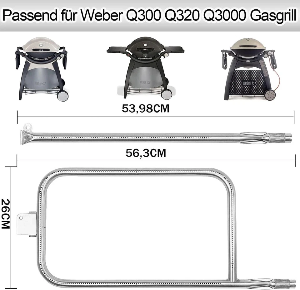 65032 Edelstahl Brenner Rohr Für Weber Q300,Q320,Q3000,Q3200 Series Gasgrills,Br - Bild 3 von 4