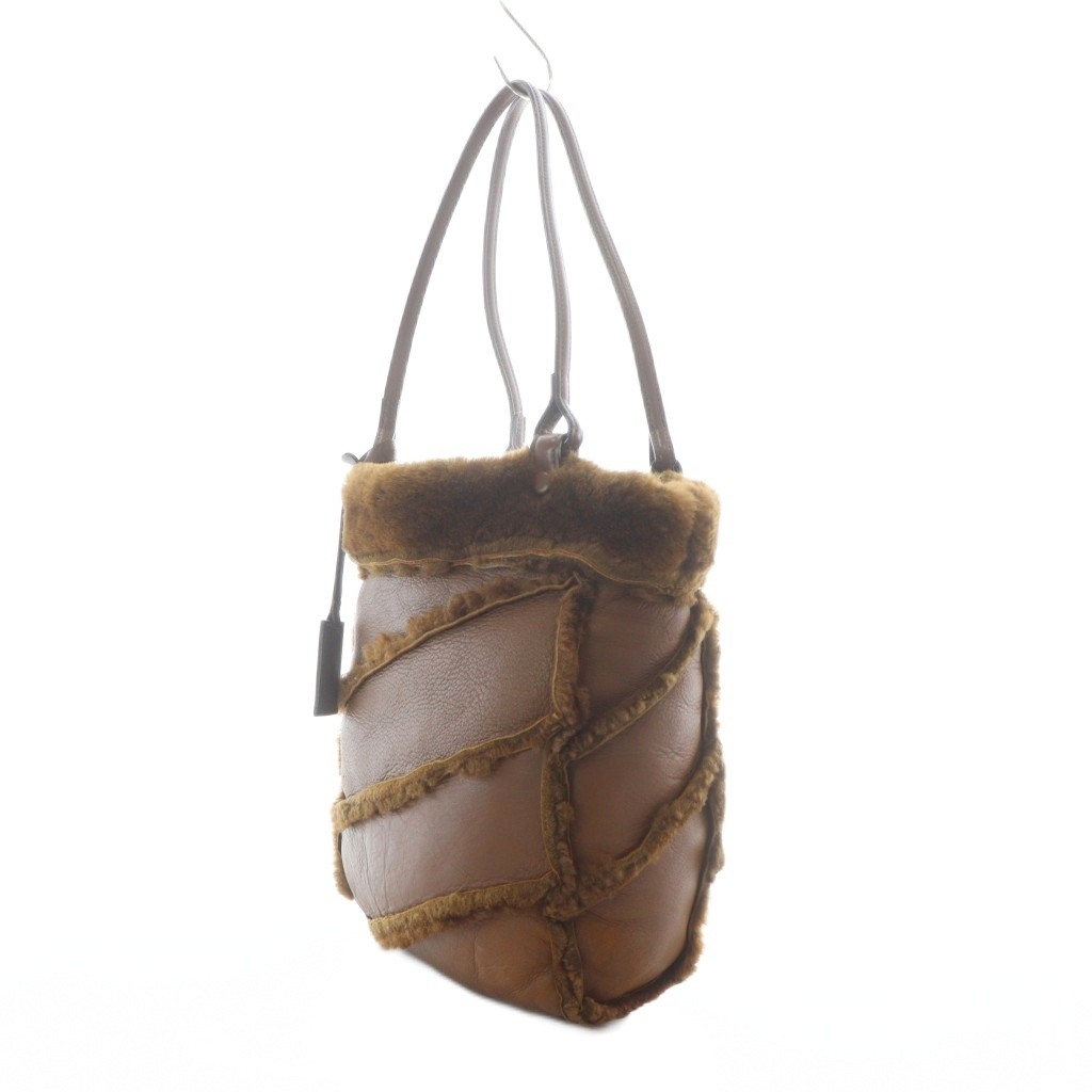 GINZA Kanematsu Tote Bag Shoulder Bag Brown Fur Pouch d Different Materials RI View 3
