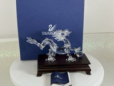 Swarovski Dragon With Ball on Natural Wood Stand Crystal Authentic 238202