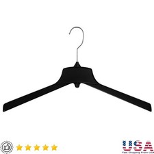 Heavy Duty Recycled Plastic Hangers 19in Coat Hanger W/Swivel Hook 10 Pack Black