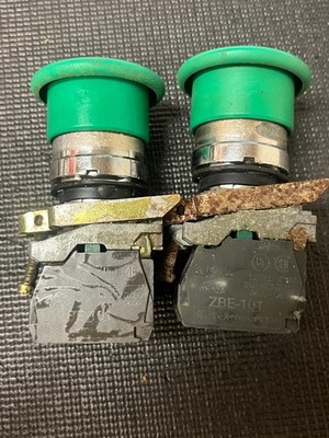 Telemecanique ZBE-101 + ZBE-102 Green Push Buttons Lot of 2