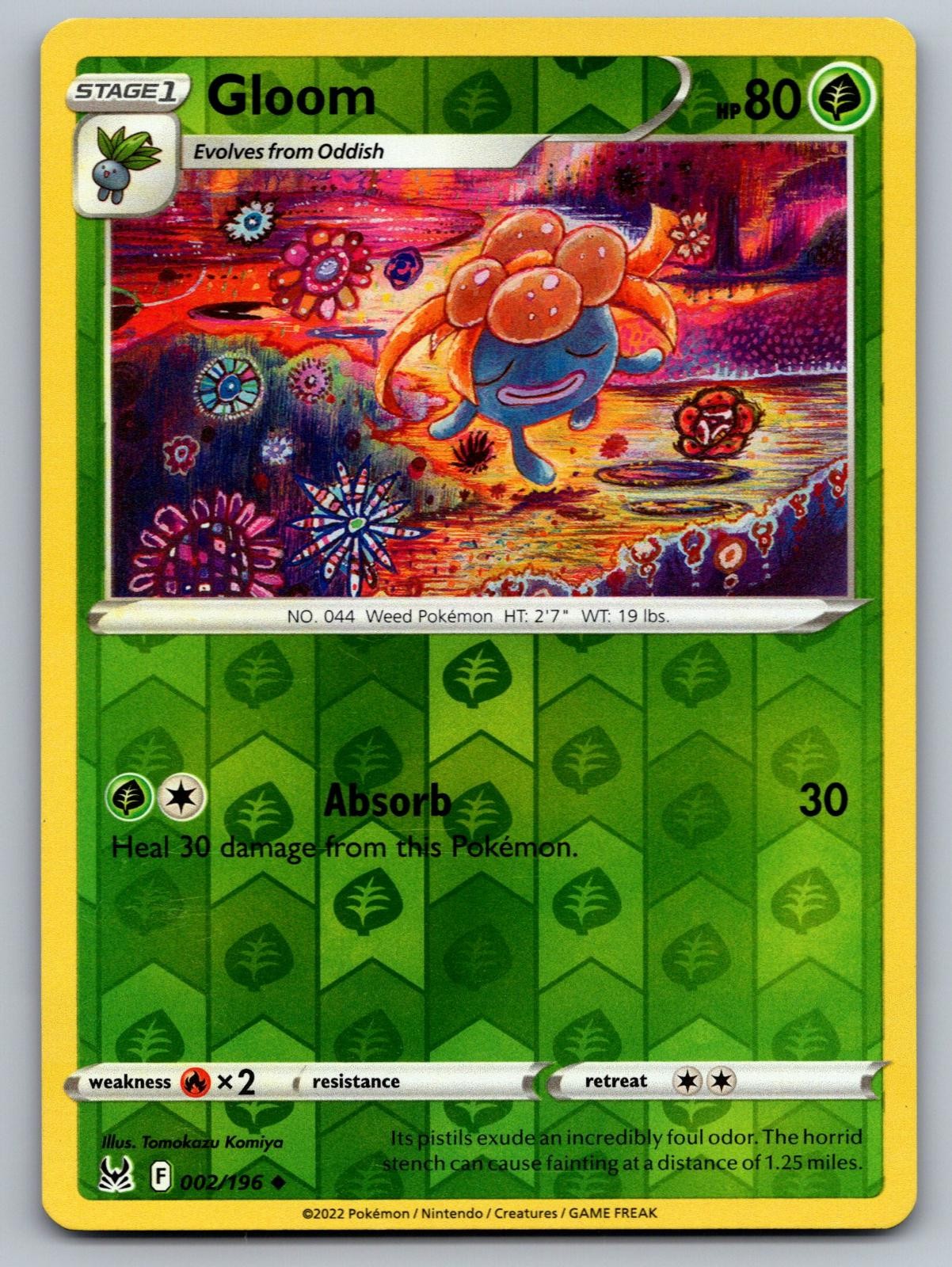 Gloom 002/196 Uncommon Lost Origin Pokemon Reverse Holo Lightly Played