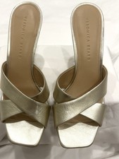 Veronica Beard Womens Gold Sandals Heels Sz 8.5 Good Cond Free Ship