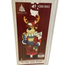 Fiber Optic Color Changing Moose Christmas figurine cabin enchanted Forest 18”