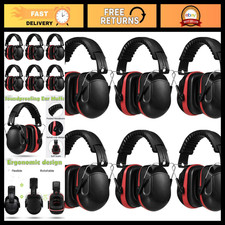 6 Pcs Hearing Protection Ear Muffs NRR 28dB, Noise-Canceling, Red/Black/Blue