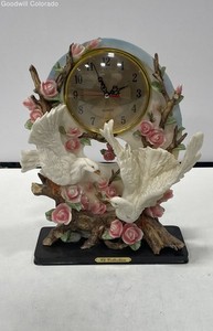CK Collection Vintage Doves & Pink Roses Quartz Mantel Clock, Home Decor