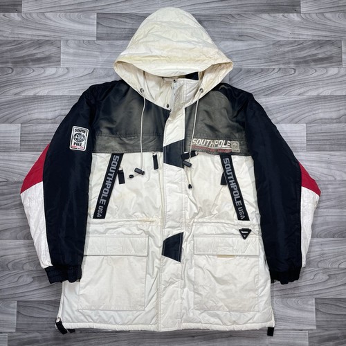 Vintage 90s SouthPole Sporting Gear Puffer Jacket Mens XL Reversible Faded Rare - Picture 1 of 9