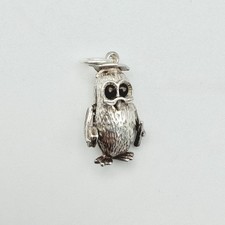 Vintage 925 Sterling Silver Owl Charm Pendant