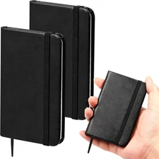 2 Pcs Hardcover Leather Pocket Notebook 4 X 2.5 Inch Small Notebook 50 Sheets Ha
