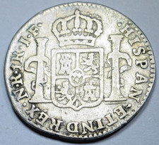 1812 NR-JF Colombia 1 Reales Spanish Colonial Genuine Antique 1800's 1R Coin