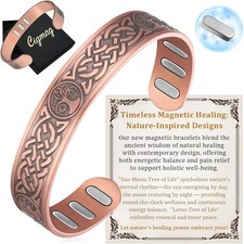 Copper Magnetic Bracelet for Men, with Powerful 9X 5000 Gauss Magnets, Adjustabl