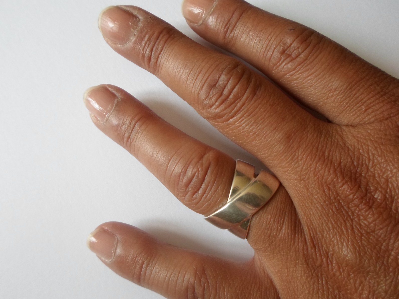 solid silver ring, openwork and crossed, size 56 - image 2