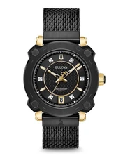 Bulova Women's Precisionist Grammy Diamond Marker Black Watch 38MM 98P173