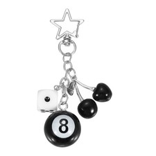 Dice Keychain Charm Black Cherry Ball Black White Dice Cherry Dice Ball