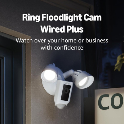 Floodlight Cam Wired plus (Newest Model), Outdoor Home or Business Security with