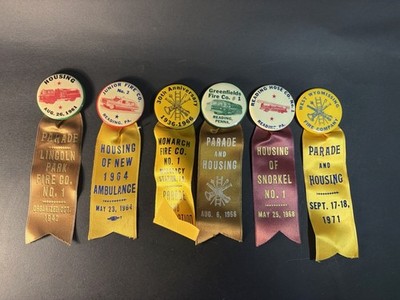 6 Vintage Pennsylvania Firefighter Parade Ribbons 1942-1971