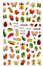 Nail Art 3D Decal Stickers juicy fruit slices butterfly fruit ladybug F878