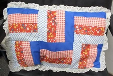 Red Plaid & Floral Throw Pillow, Complete Pillow, Rectangle