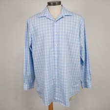 Kenneth Cole Reaction Shirt Mens 17 34/35 Regular Fit Button Plaid Long Sleeve
