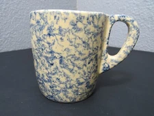 Vtg Robinson Ransbottom Blue Spongeware Coffee Mug Roseville Ohio Pottery RRP Co