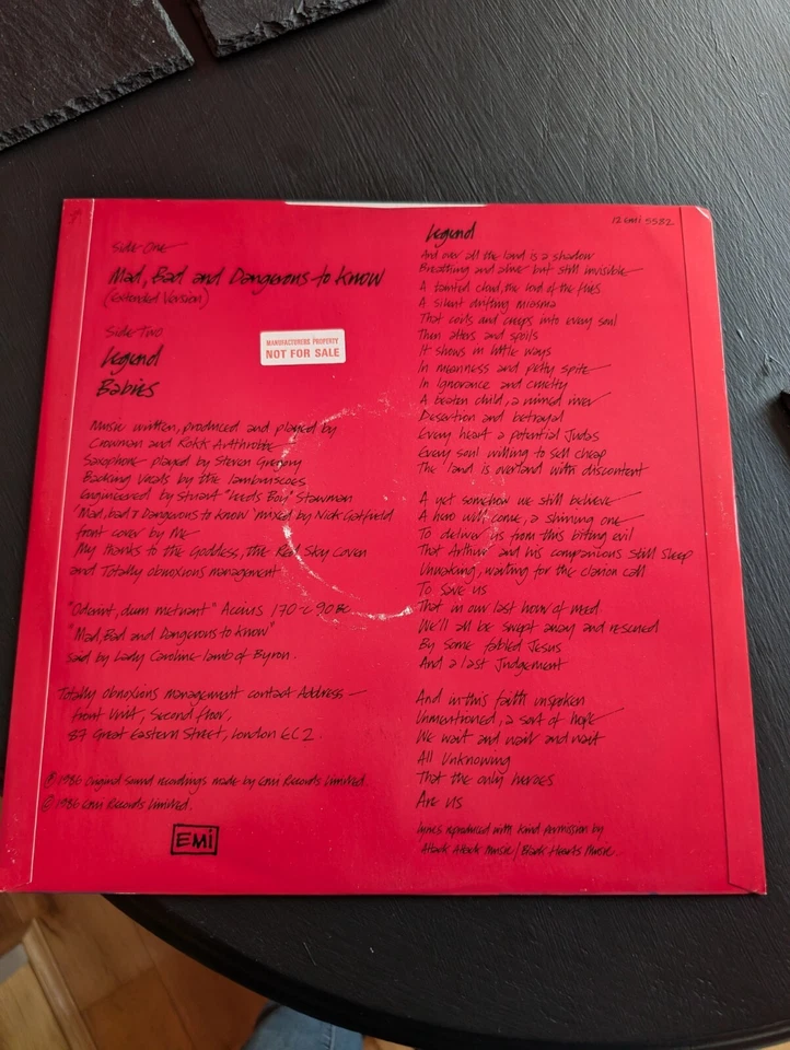 NMA Joolz Mad Bad And Dangerous To Know 12" Vinyl Single Promo - image 2 of 4