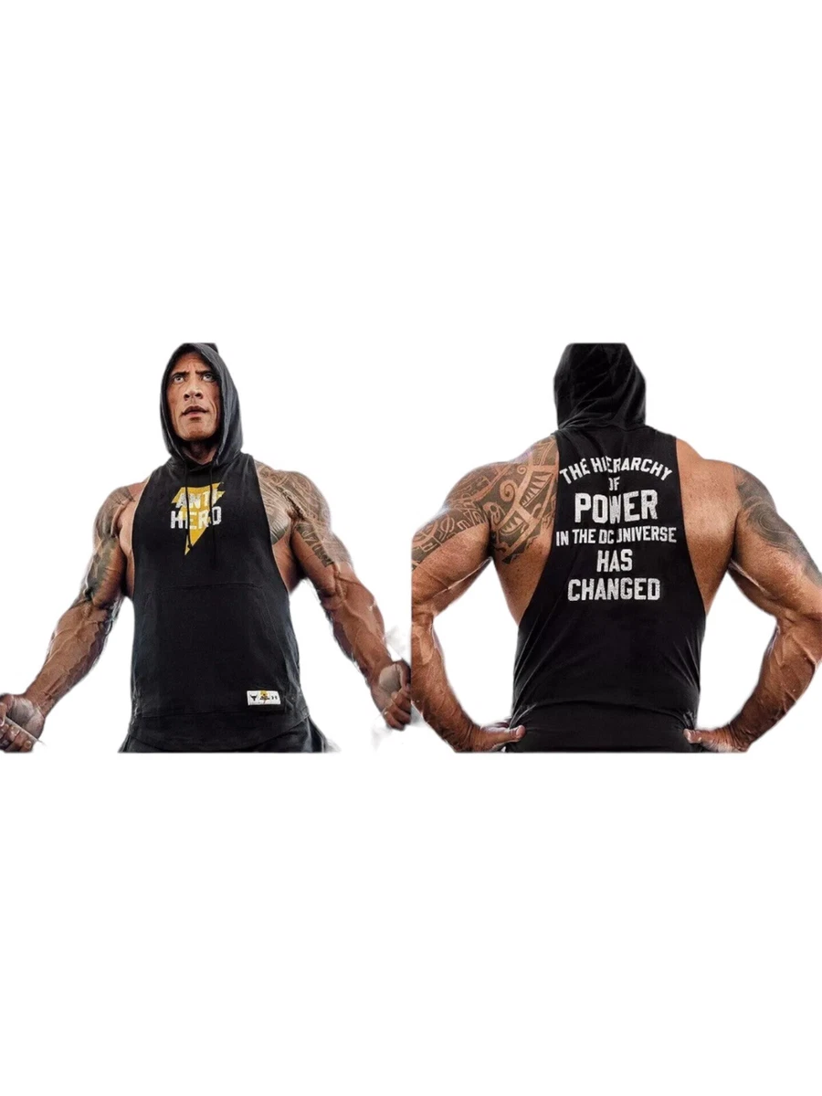 Under Armour Project Rock Black Adam Sleeveless Hoodie Men sz 2XL Dwayne  Johnson