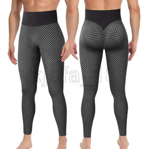Men's Leggings Sports Gym Compression Pants Training Trousers Bubble Textured UK - Picture 21 of 30