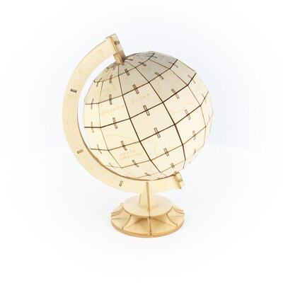 Ki-Gu-Mi Rotating Globe 3D Wooden Puzzle DIY Model Kit Art Hobby Craft Adults 7+