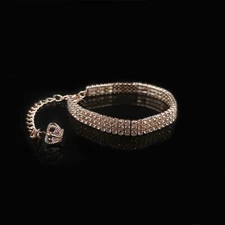 Dog Jewelry Rhinestone Rose Gold Tone Necklace With Crown For Dogs / Cats