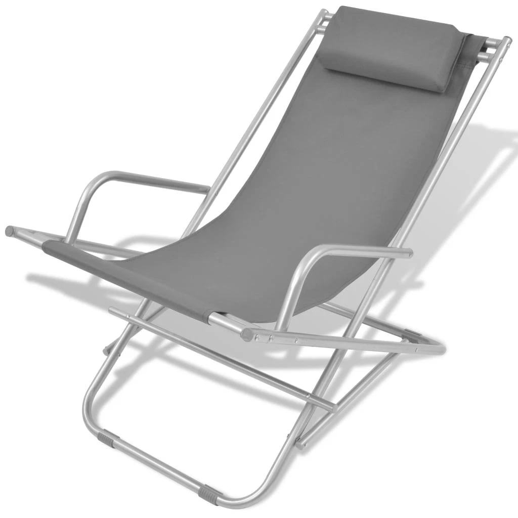Modern Reclining Deck Chairs 2 pcs Steel Grey eBay