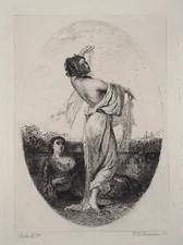 Jacques Hébert: La danseuse, signed ENGRAVING, Durand Ruel, 1873